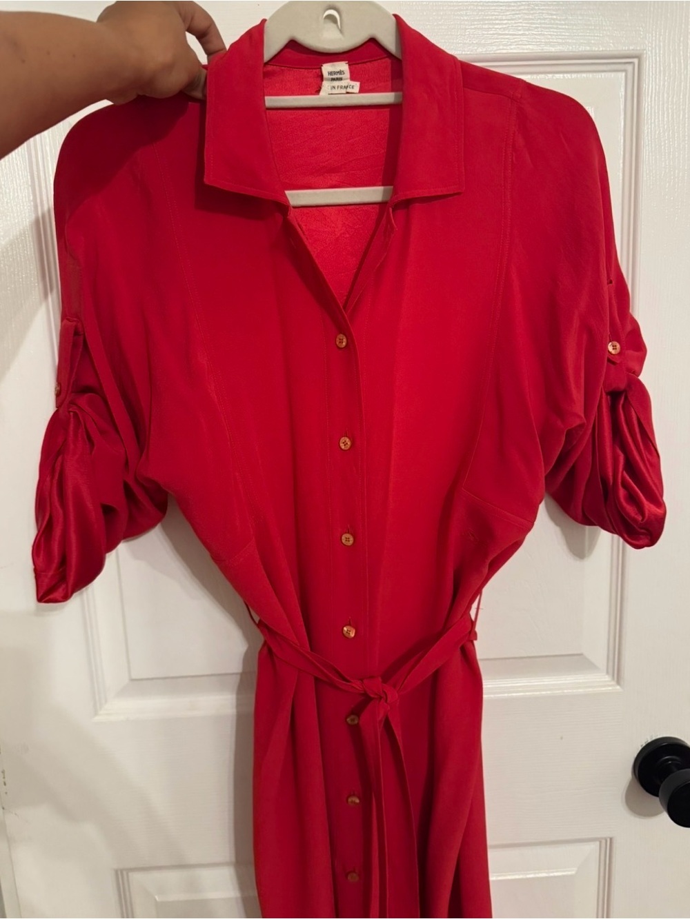 Hermès Silk Shirt Dress - Red